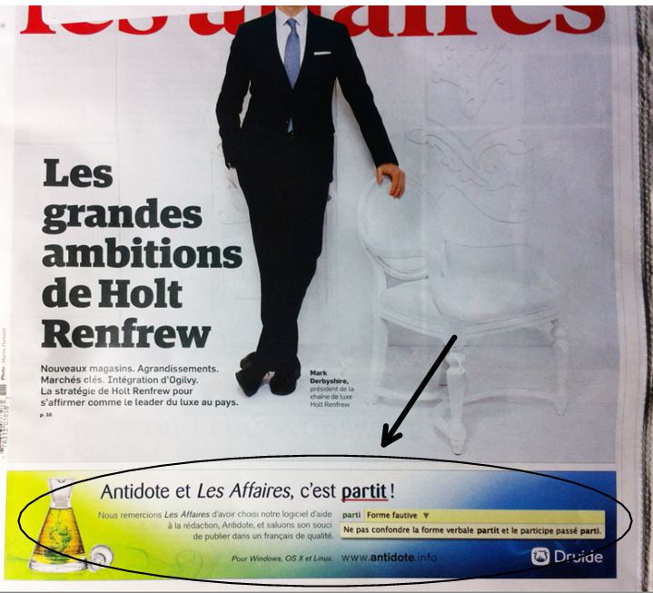 Intéressante récupération publicitaire de l'erreur de la semaine dernière