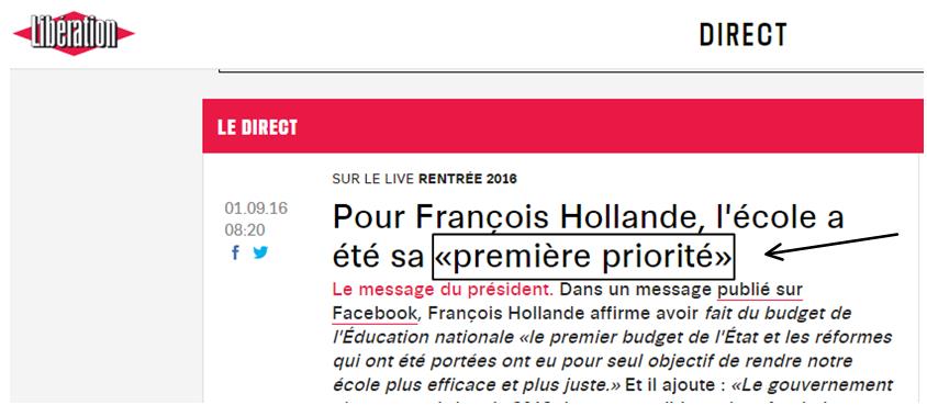 La « première priorité » du président français