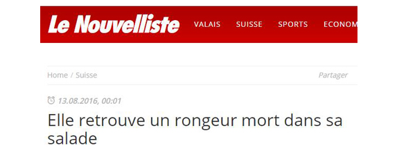 « Elle RETROUVE un rongeur mort dans sa salade »