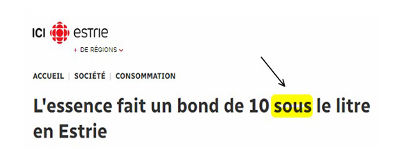 « 10 sous » ou « 10 cents »?