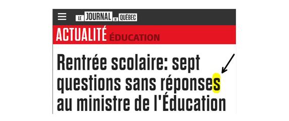 «Sans réponse» (au singulier) ou «sans réponses» (au pluriel)?