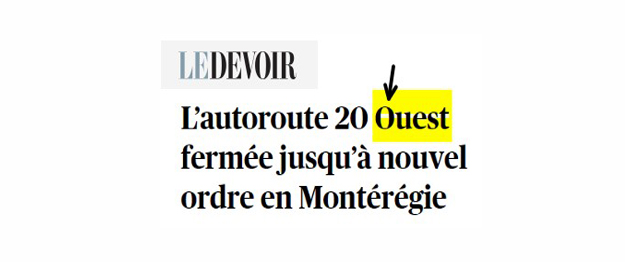 « 20 Ouest » ou « 20 ouest »?